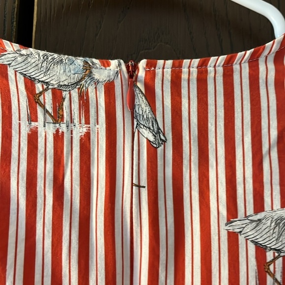 Zara Woman long sleeved red and white striped top with herons. Size Small. - Picture 7 of 8